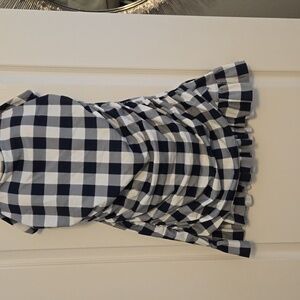 G.I.L.I. Navy Checkered Ruffle Hem Swim Dress Size 14